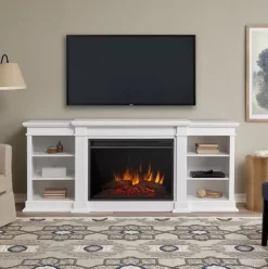 81" Eliot Grand White Entertainment Unit With Electric Fireplace