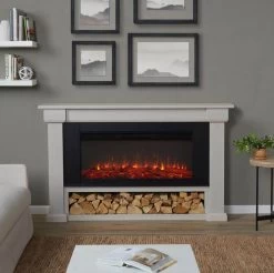 66" Bristow Bone White Electric Fireplace