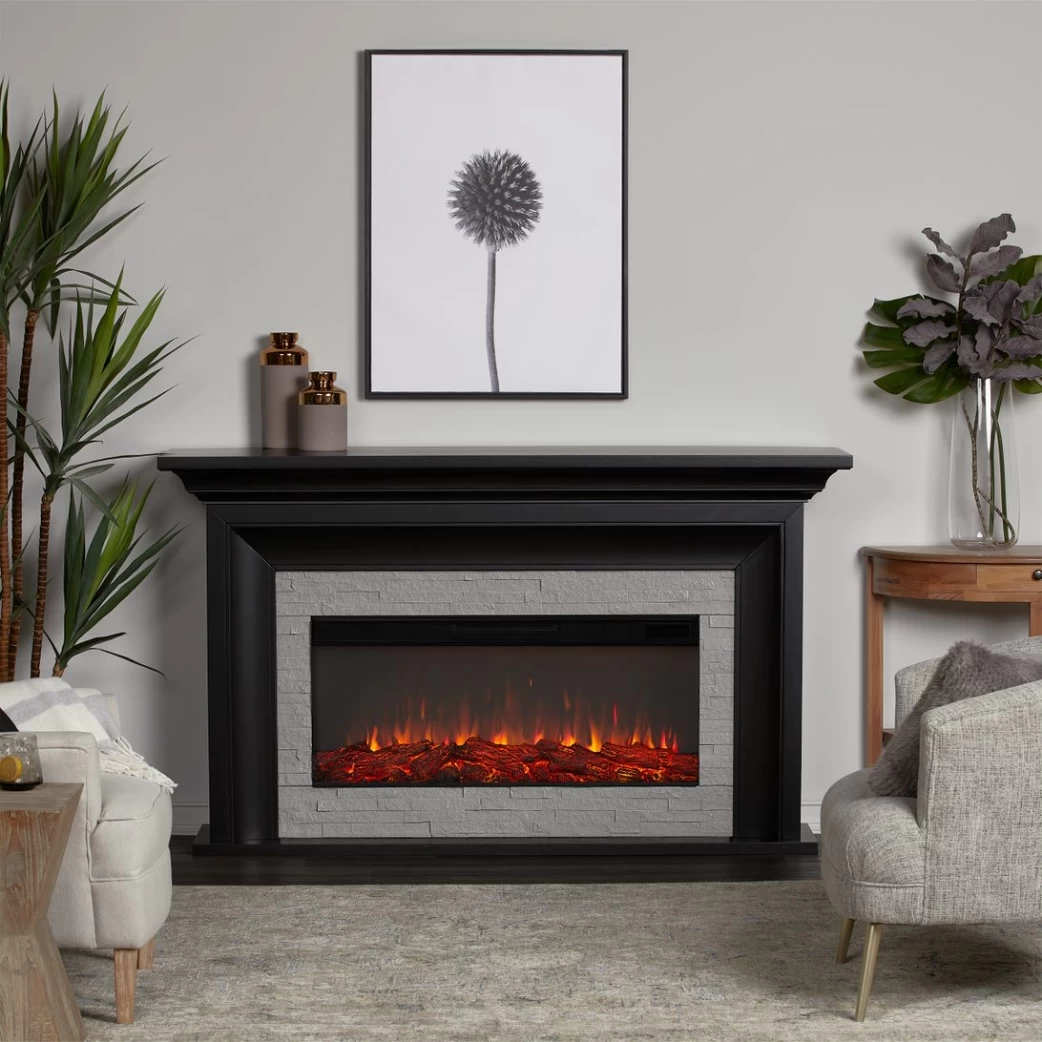 69" Sonia Black Landscape Electric Fireplace