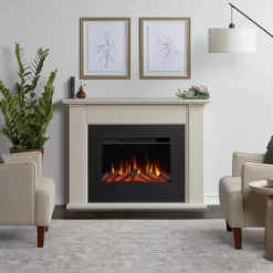 52" Tejon Slim Bone White Electric Fireplace