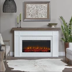 64" Cravenhall White Electric Fireplace