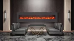 88" Sierra Flush Wall Mount Electric Fireplace W/ Steel Surrounding With Clear Media
