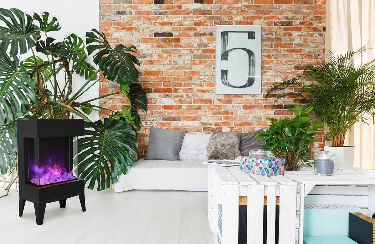 20" Cube - 3 Sided Electric Fireplace With A 10 Piece Birch Log - Image 9