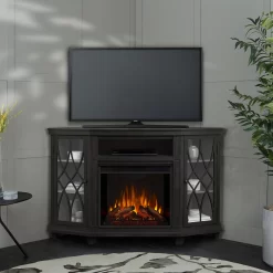 56" Lynette Gray Corner Entertainment Electric Fireplace
