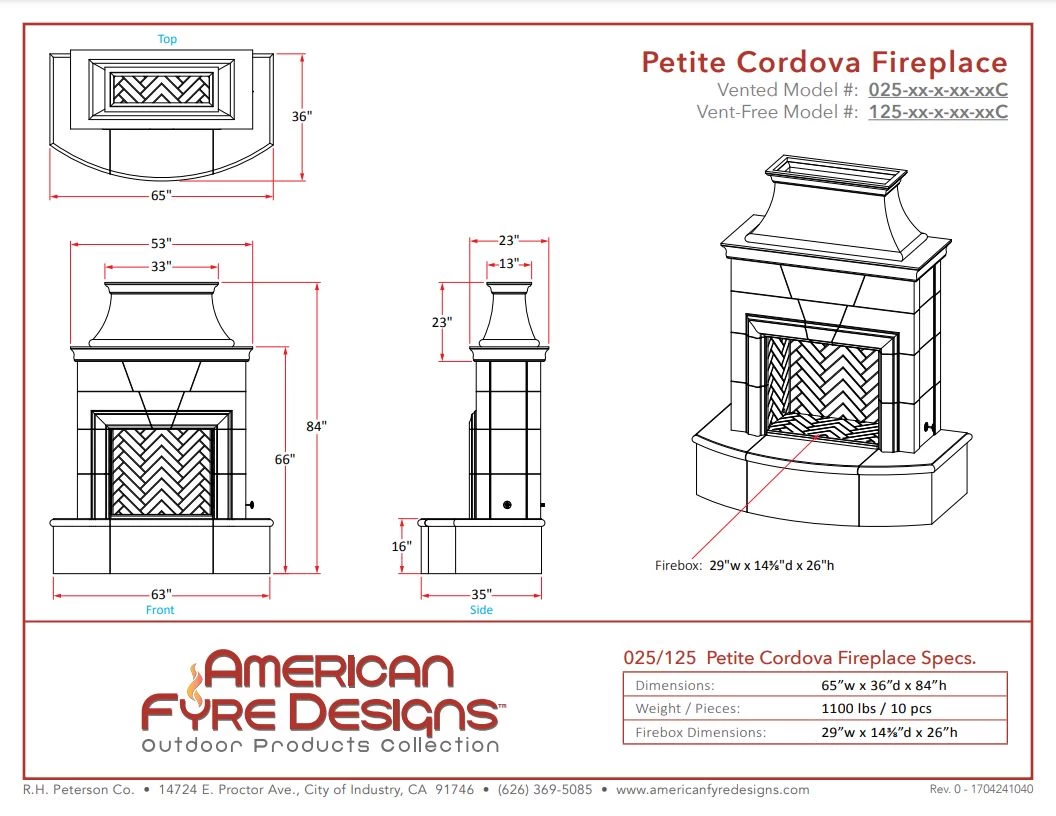 65" Petite Cordova Outdoor Fireplace - Image 2