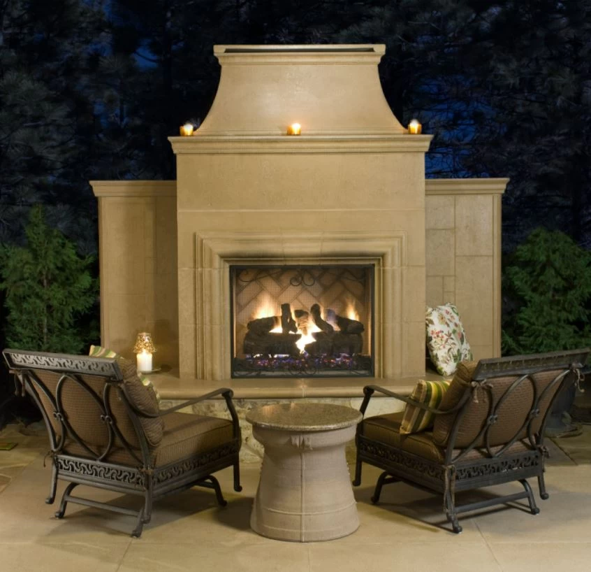 110" Grand Cordova Outdoor Fireplace W/ Rectangle Extended Hearth - Image 2