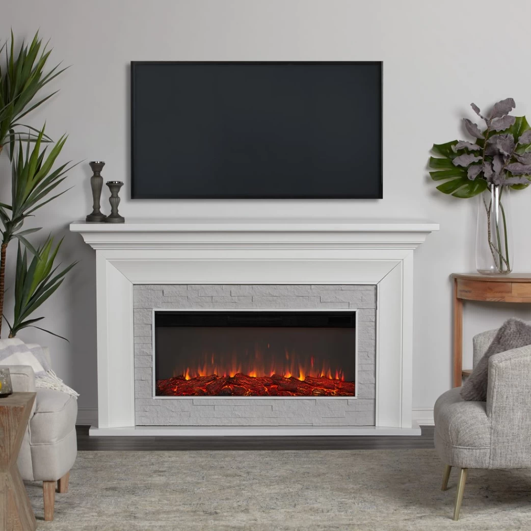 69" Sonia White Landscape Electric Fireplace - Image 2