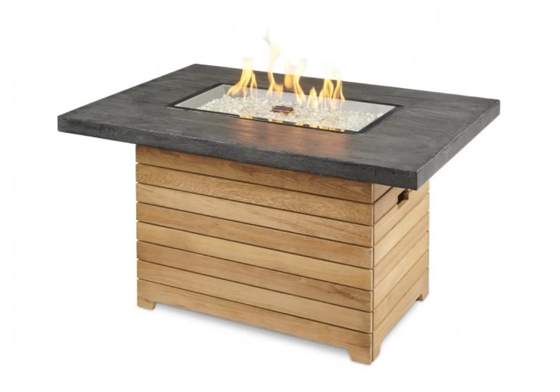44" Darien Rectangular Gas Fire Pit Table With Everblend Top - Image 2