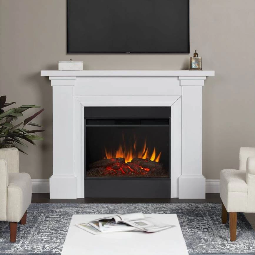 64" Manus White Electric Fireplace - Image 2