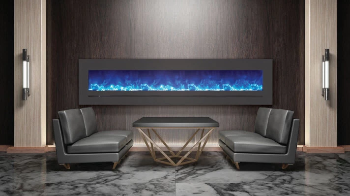 88" Sierra Flush Wall Mount Electric Fireplace W/ Steel Surrounding With Clear Media - Image 2