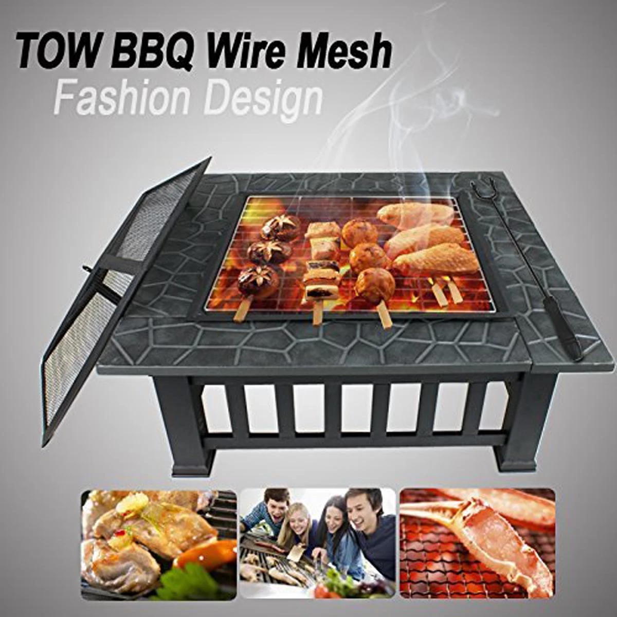 Upland Charcoal Fire Pit With Cover-Antique Finish - Image 5