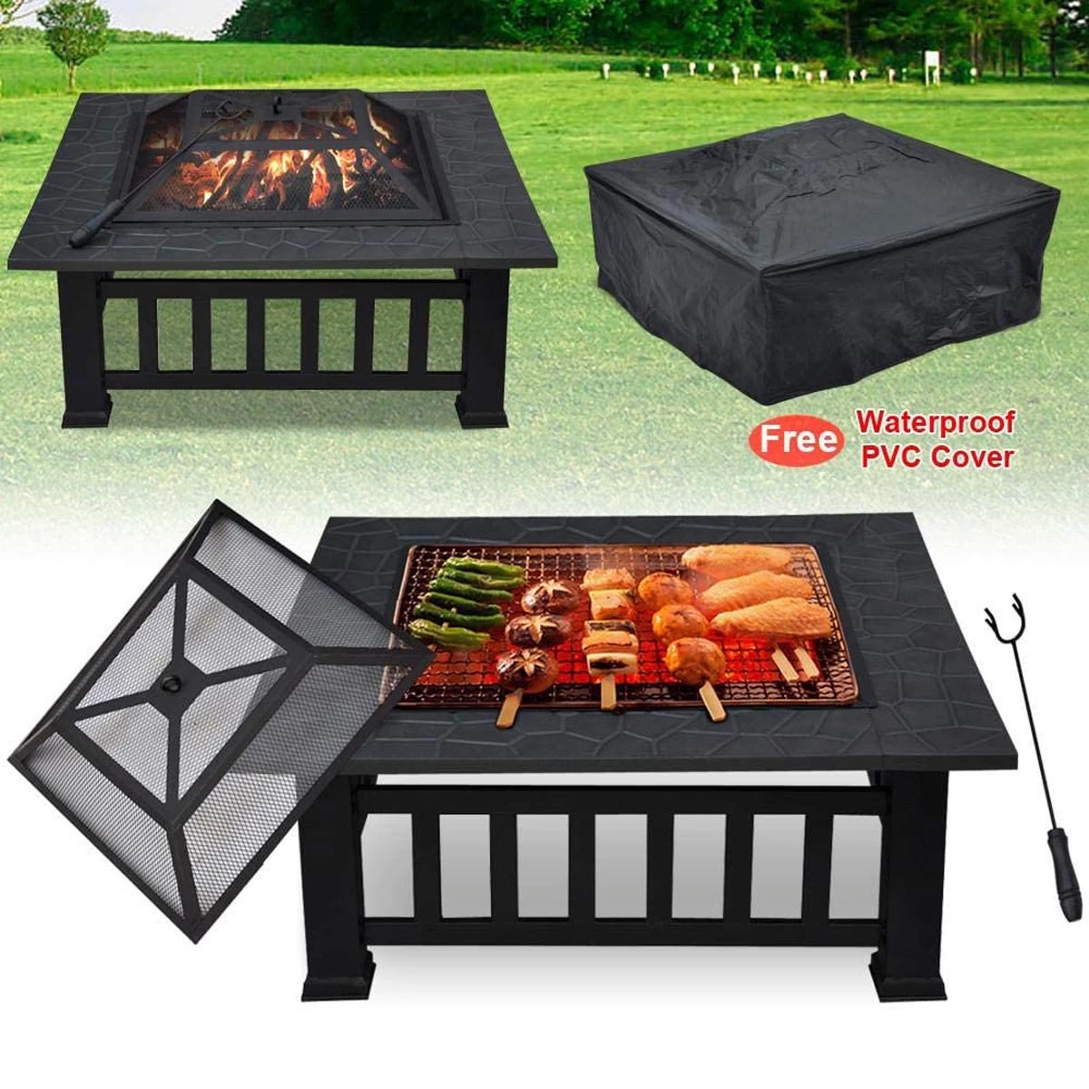 Upland Charcoal Fire Pit With Cover-Antique Finish - Image 6