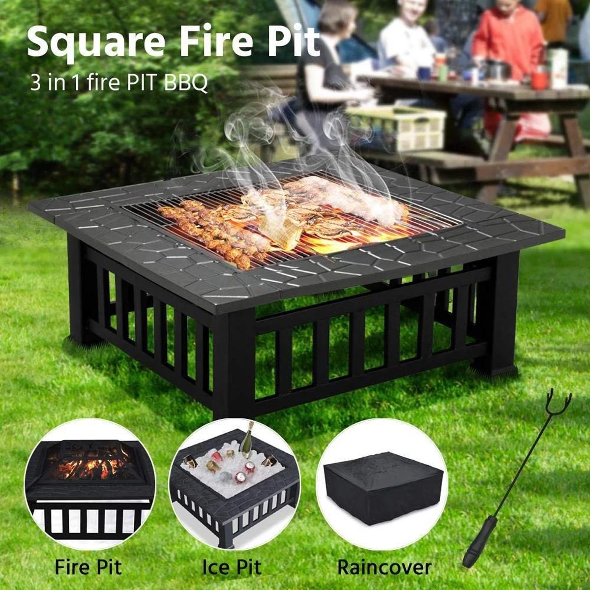 Upland Charcoal Fire Pit With Cover-Antique Finish - Image 10