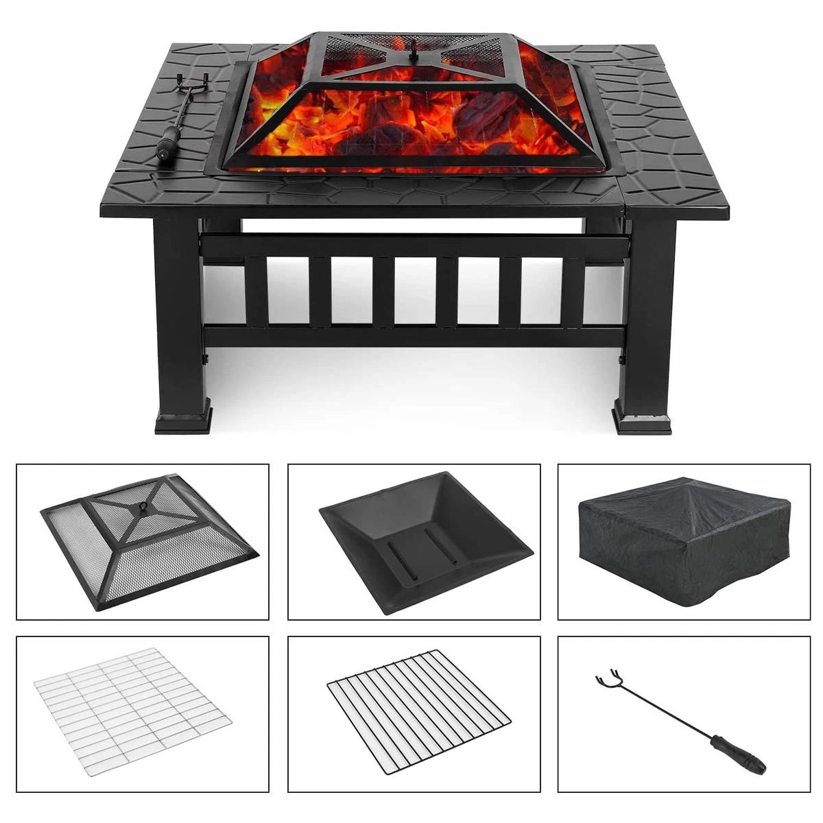 Upland Charcoal Fire Pit With Cover-Antique Finish - Image 14