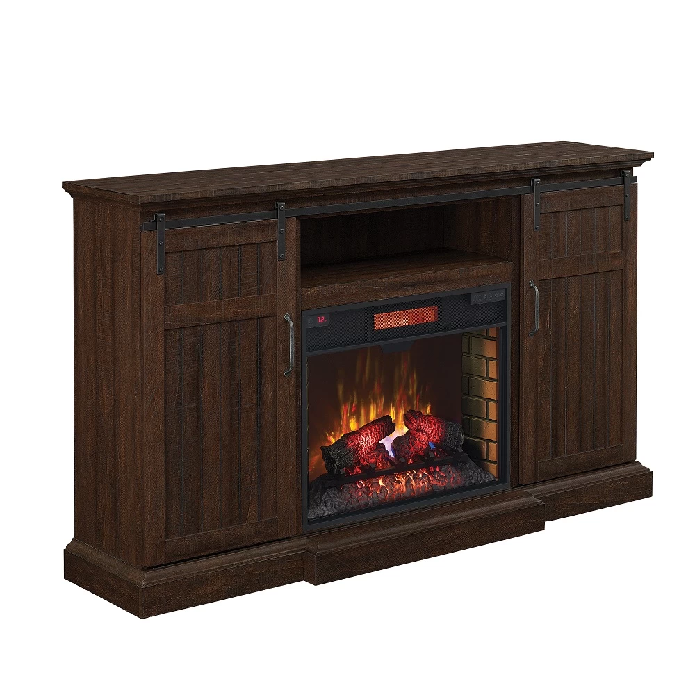 68.25" Manning Saw Cut Espresso Infrared Entertainment Center Electric Fireplace - Image 3