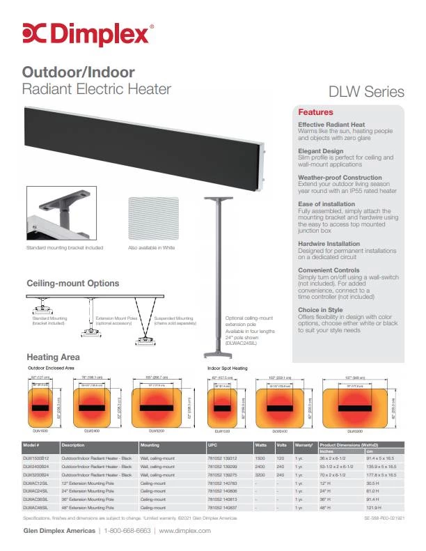 Dimplex 36" Black Outdoor/Indoor Radiant Heater - Image 7