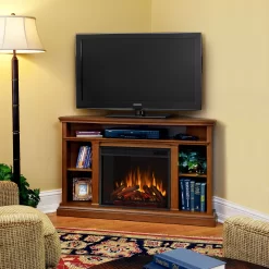 50.75" Churchill Oak Entertainment Center Corner Electric Fireplace