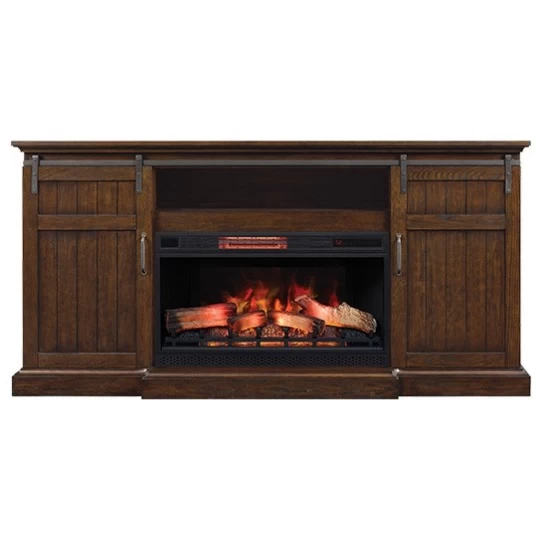 77.8" Cabaret Distressed Oak Infrared Media Electric Fireplace