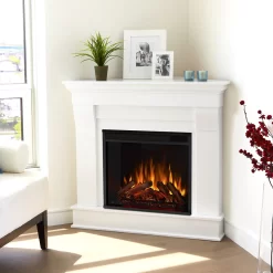 40.94" Chateau White Corner Electric Fireplace