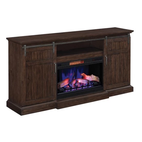 77.8" Cabaret Distressed Oak Infrared Media Electric Fireplace - Image 3