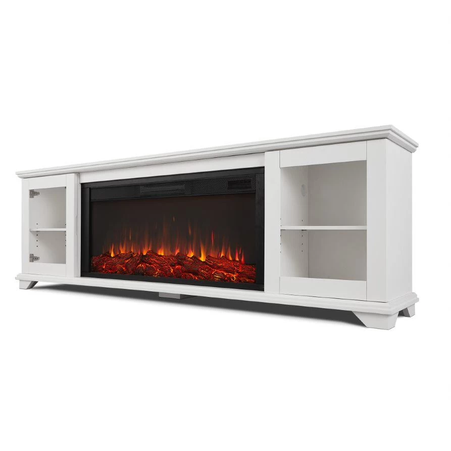 81" Benjamin White TV Stand Electric Fireplace - Image 5