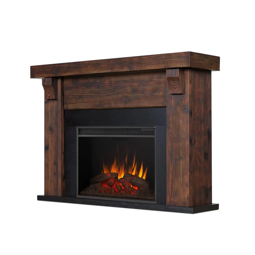 64" Gunnison Chestnut Barnwood Electric Fireplace - Image 6