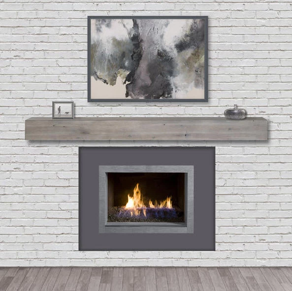 48" / 60" / 72" Acacia Mantel Shelf - Weathered Gray Finish - Image 6