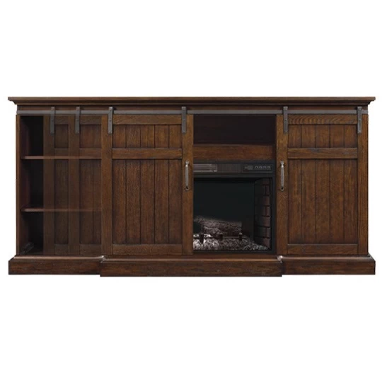 77.8" Cabaret Distressed Oak Infrared Media Electric Fireplace - Image 4
