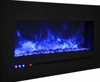 88" Sierra Flush Wall Mount Electric Fireplace W/ Steel Surrounding With Clear Media - Image 7