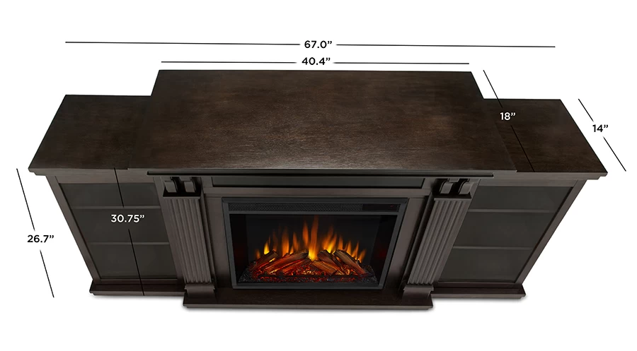 67" Calie Dark Walnut Entertainment Center Electric Fireplace - Image 6