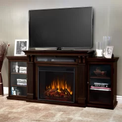 67" Calie Dark Walnut Entertainment Center Electric Fireplace