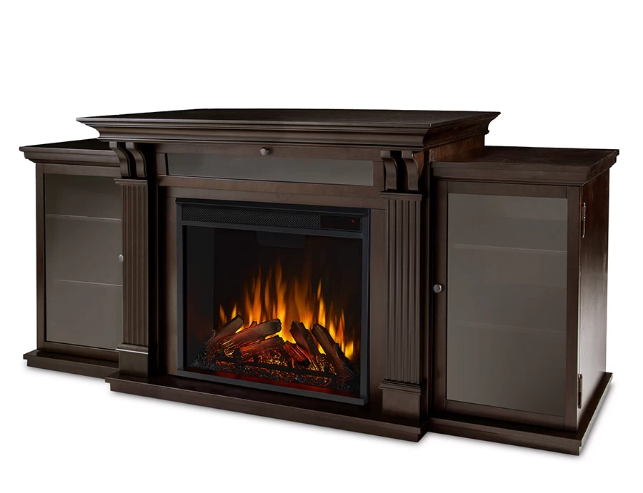 67" Calie Dark Walnut Entertainment Center Electric Fireplace - Image 2
