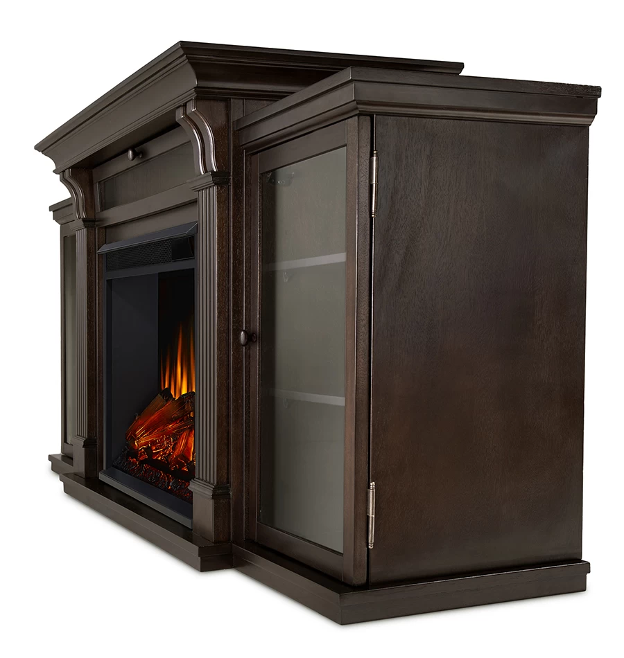 67" Calie Dark Walnut Entertainment Center Electric Fireplace - Image 3