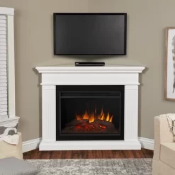 55.5" Kennedy Grand White Corner Electric Fireplace