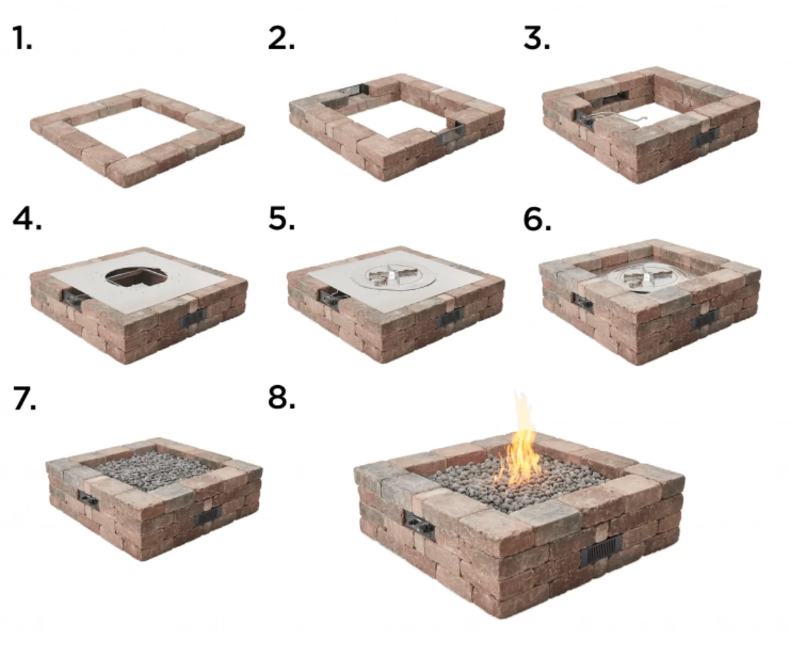 Bronson Block Square DIY Gas Fire Pit Kit - Image 10