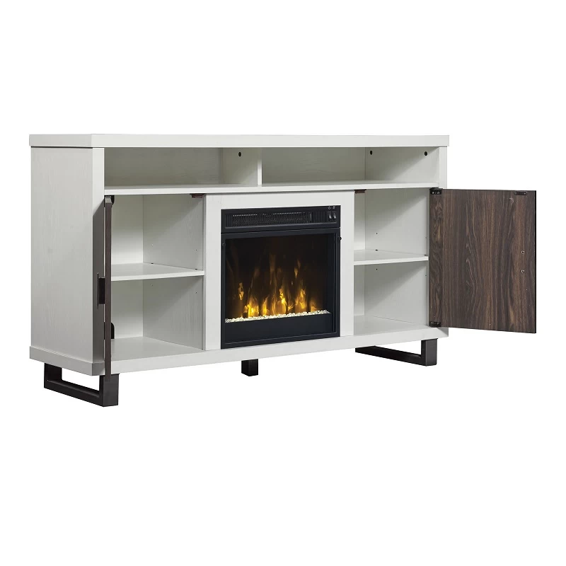 54" Maya White TV Entertainment Media Stand W/ Electric Fireplace - Image 4