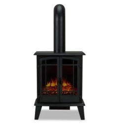 25" Foster Real Flame Black Electric Fireplace Stove