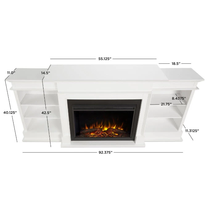 92" Ashton White Electric Fireplace - Image 7