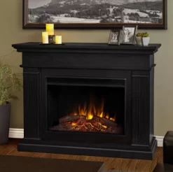 55.5" Centennial Real Flame Black Electric Fireplace