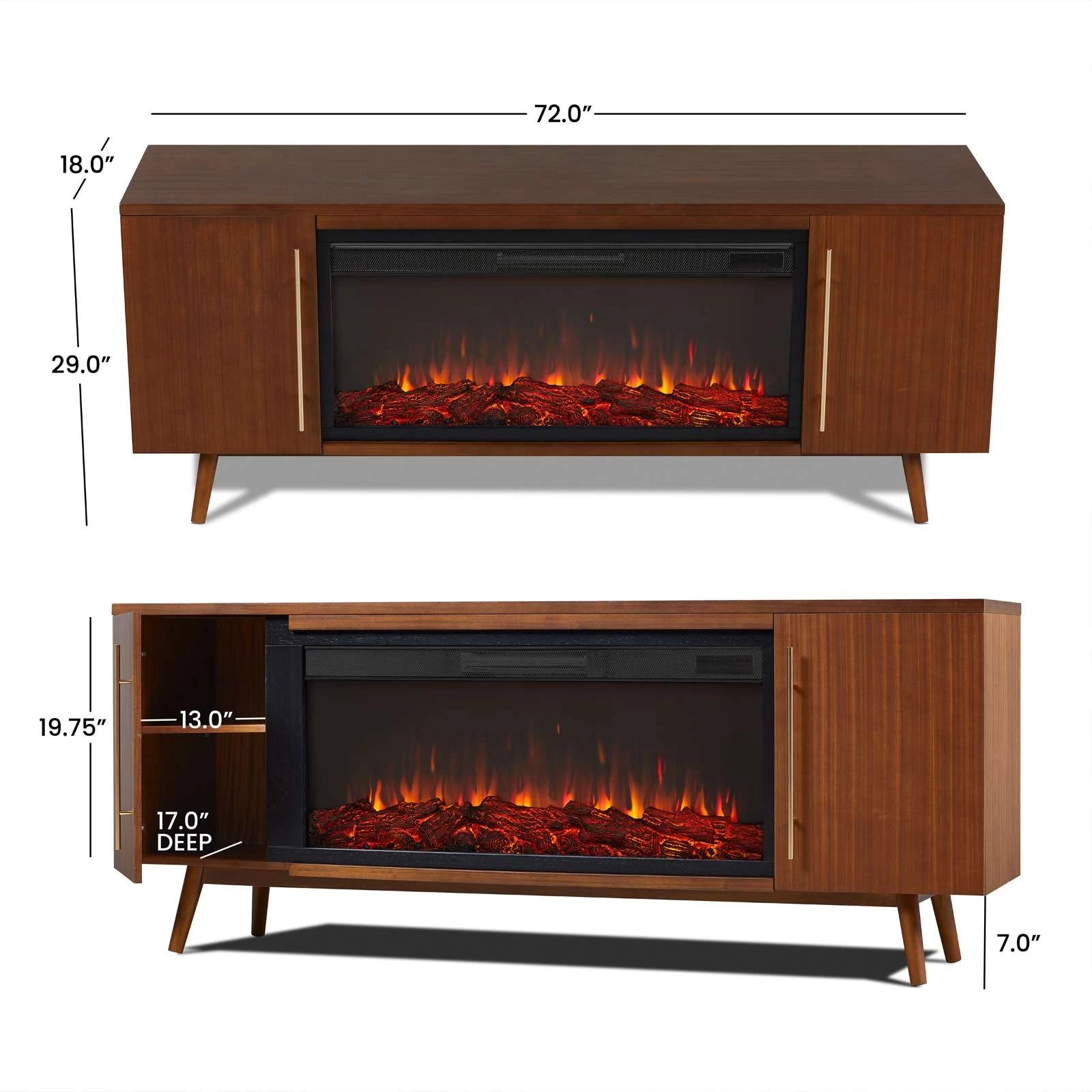 72" Morris Landscape Electric Fireplace TV Stand - Image 3