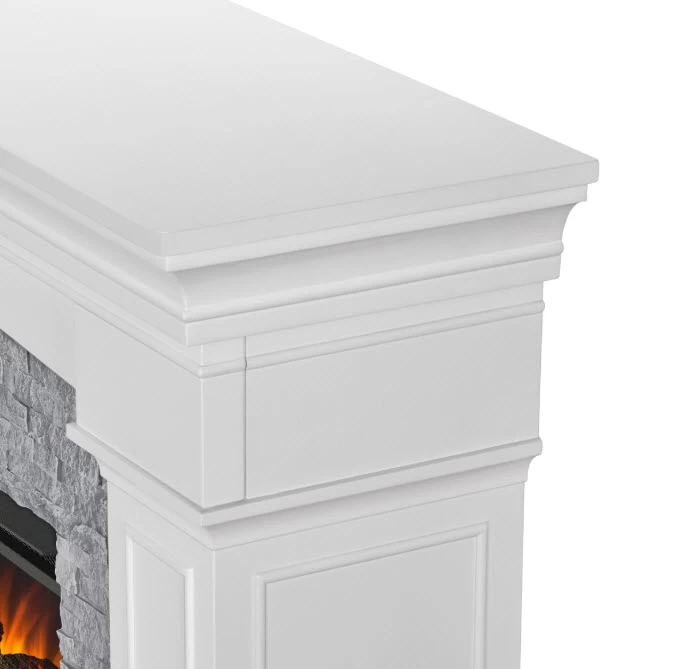 63" Deland Grand Real Flame White Electric Fireplace - Image 6