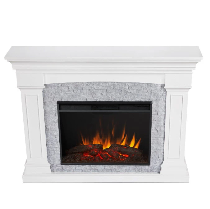 63" Deland Grand Real Flame White Electric Fireplace - Image 7