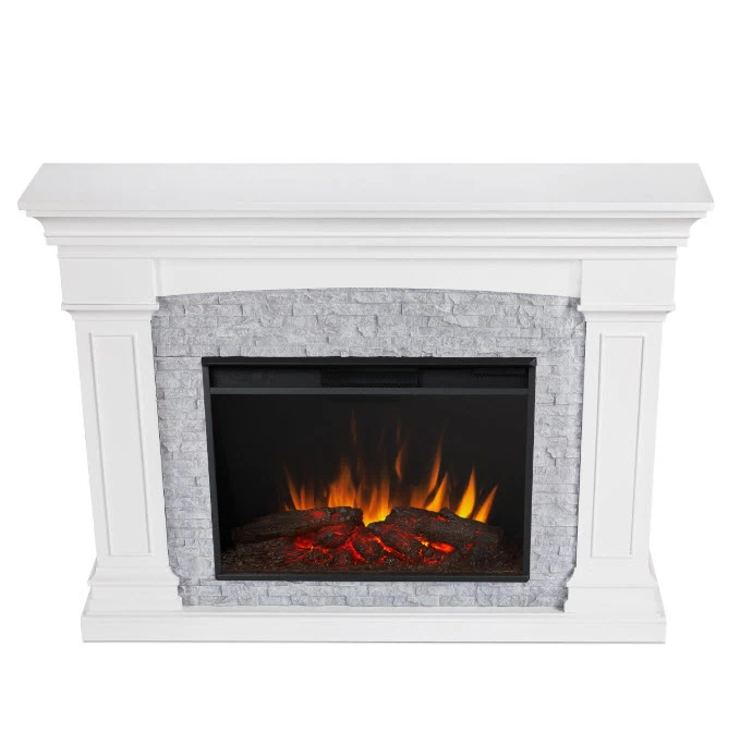 63" Deland Grand Real Flame White Electric Fireplace - Image 8