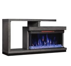 60" Wright Panorama Cambridge Oak Crystal Bed TV Stand Infrared Electric Fireplace