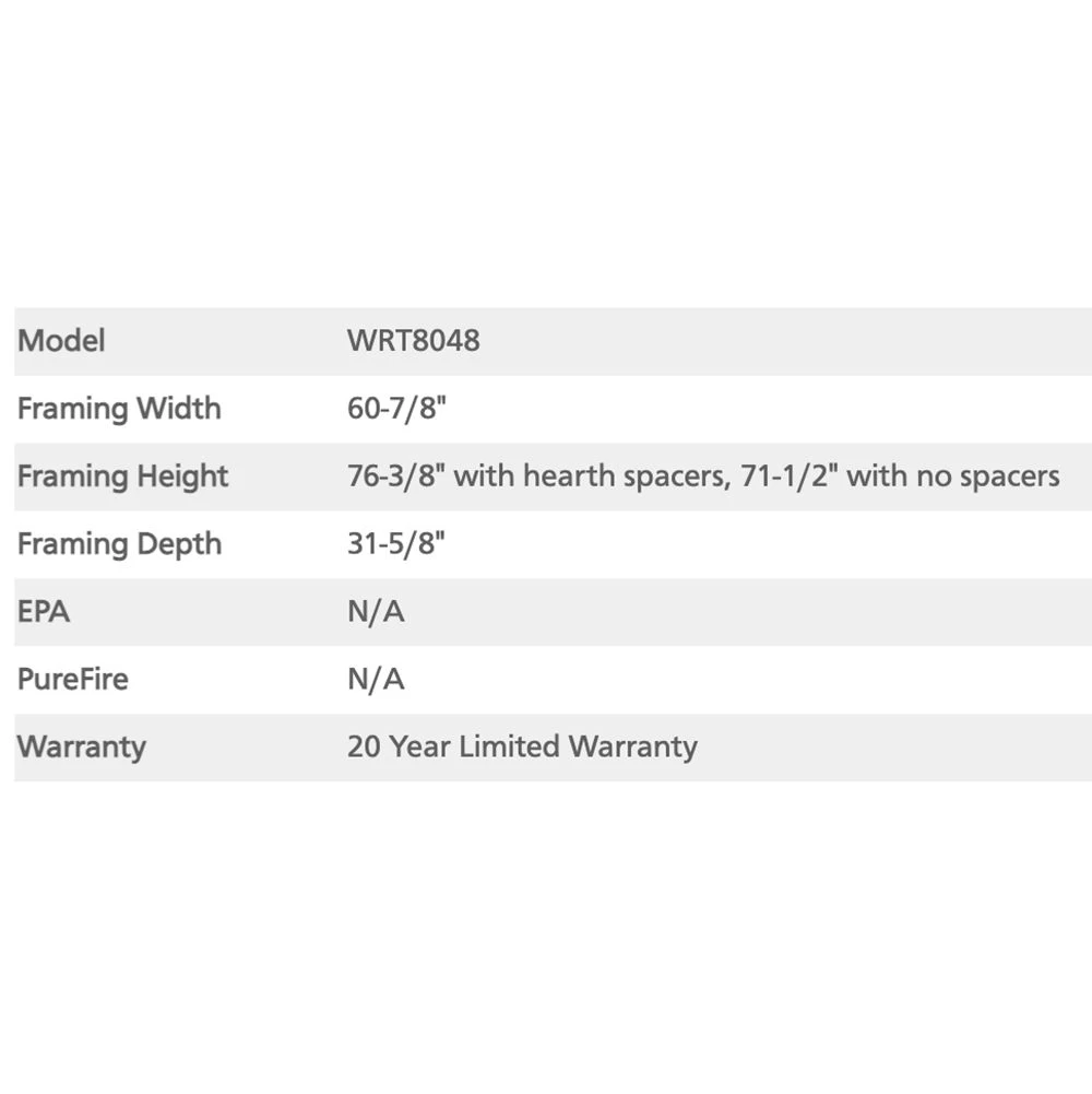 Superior 48-Inch Masonry Wood Burning Fireplace (WRT8048) - Image 6