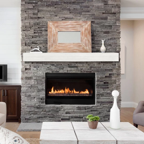 48" / 60" / 72" Zachary Mantel Shelf - Whitewash Finish - Image 12