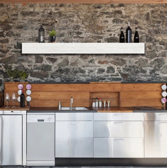 48" / 60" / 72" Zachary Mantel Shelf - Whitewash Finish - Image 13